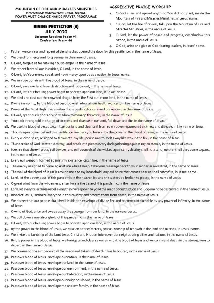 mountain of fire ministries prayer points in pdf