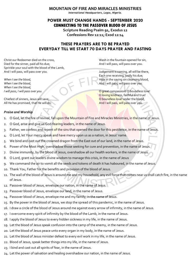 mountain of fire ministries prayer points in pdf