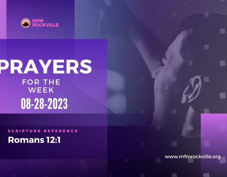 PRAYERS FOR THE WEEK: 8-28-2023